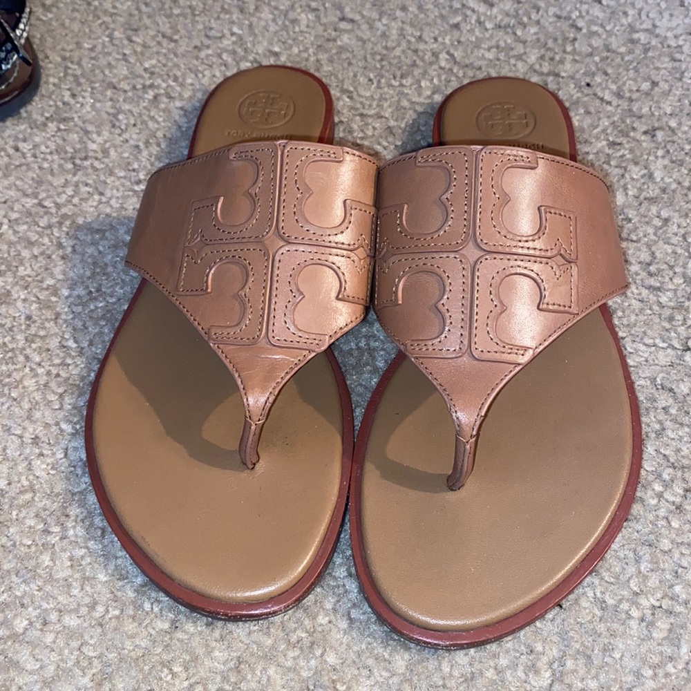 Brown Logo Tory Burch Sandals